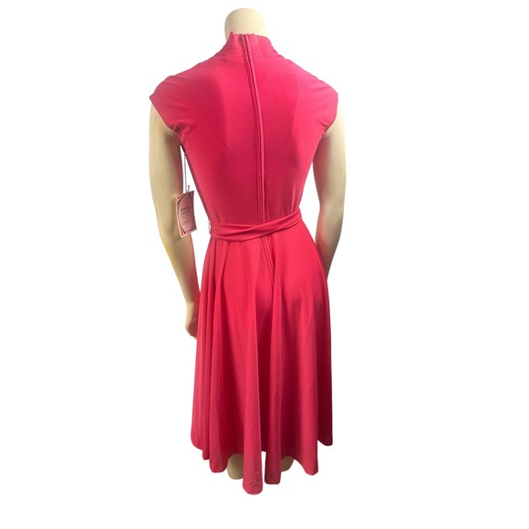Signor California Petite Pink Cap Sleeve Belted Midi Dress Size 8 - Picture 2 of 11